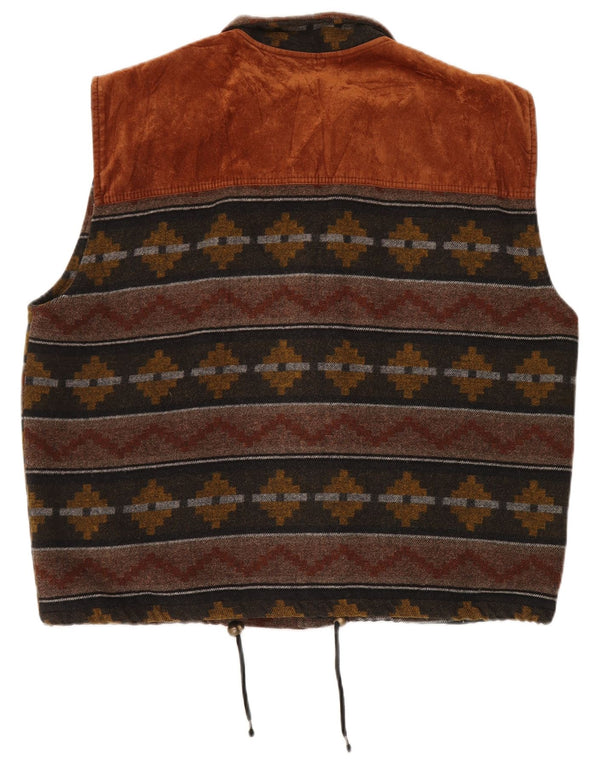 Brugi Mens Duffle Gilet UK 42 XL Lã Geométrica Marrom