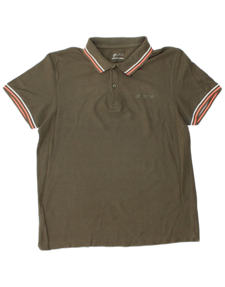 Camisa polo masculina Life's Lotto de algodão cáqui médio