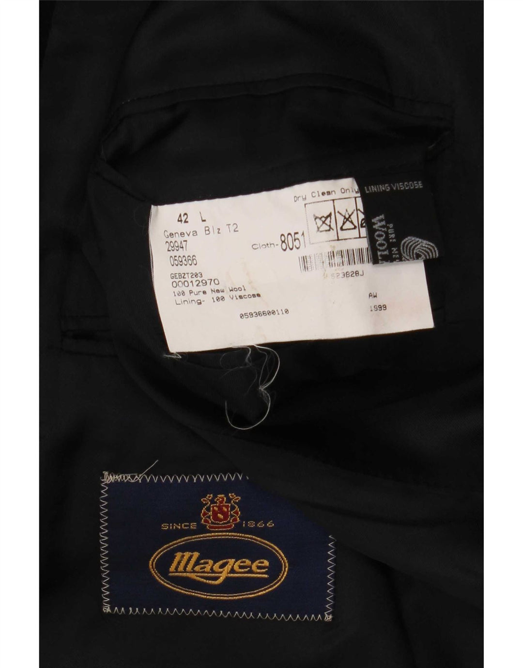 Jaqueta blazer masculina Magee com 2 botões UK 42 XL azul marinho nova lã