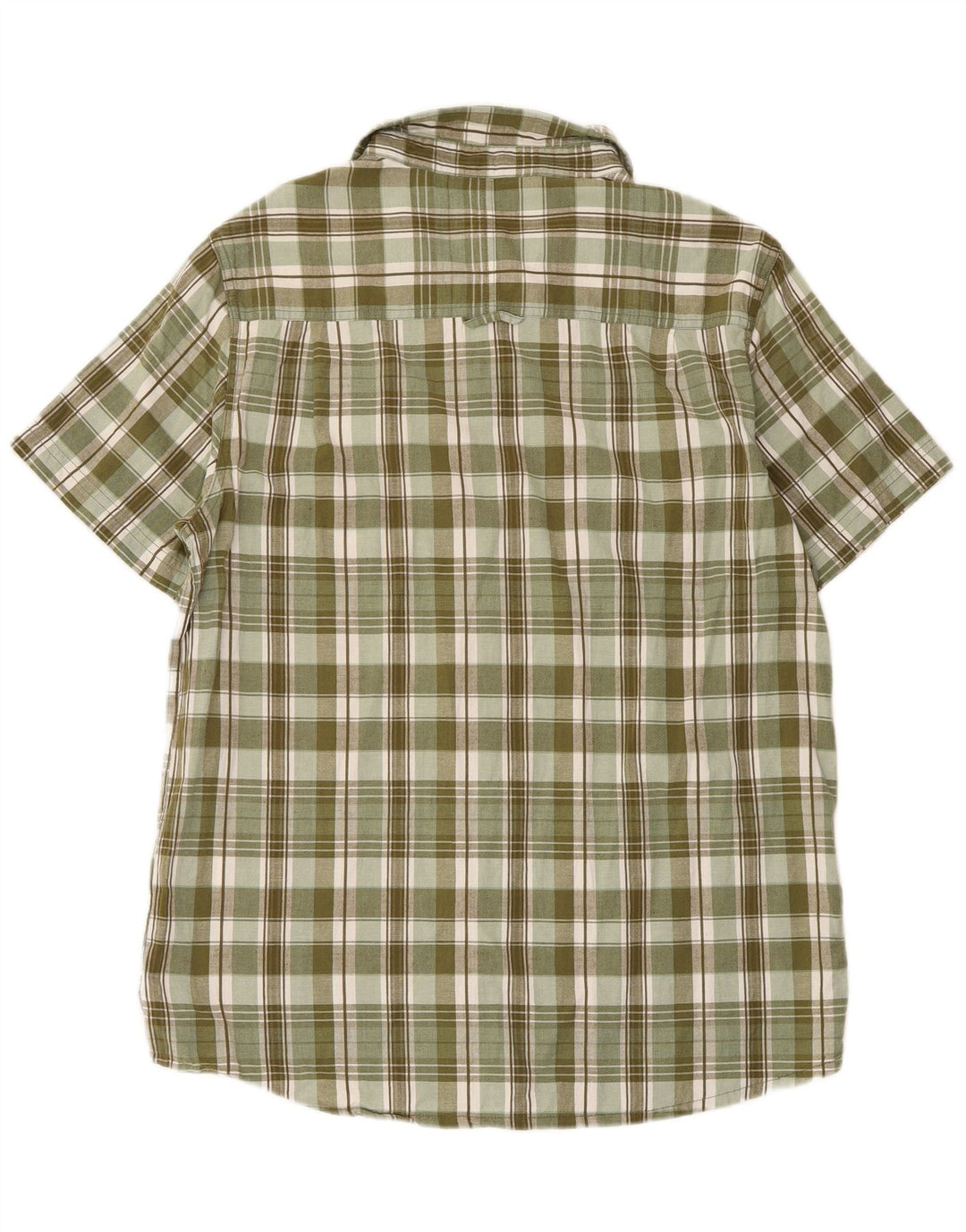 Camisa masculina de manga curta Mountain Warehouse algodão xadrez verde grande