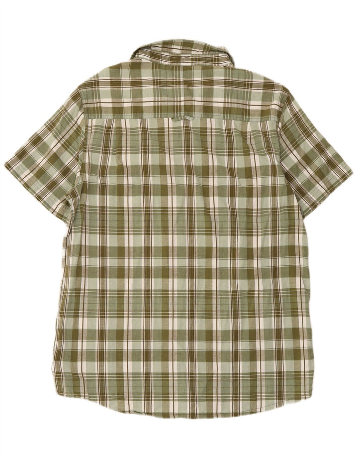 Camisa masculina de manga curta Mountain Warehouse algodão xadrez verde grande