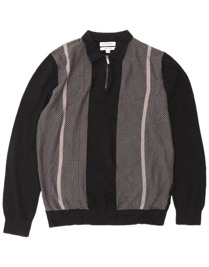 Suéter masculino Marks & Spencer Autograph Polo com gola grande preto