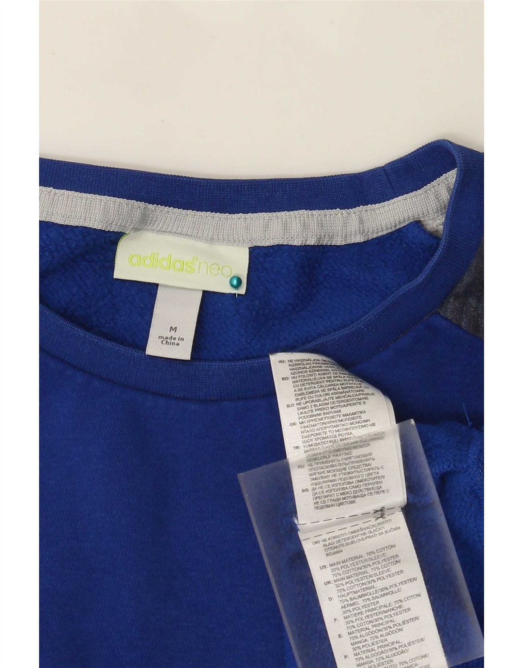 Adidas masculino neo gráfico moletom jumper médio azul colorblock algodão
