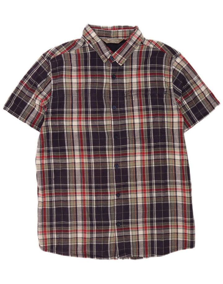 Camisa masculina de manga curta Mountain Warehouse grande xadrez azul marinho