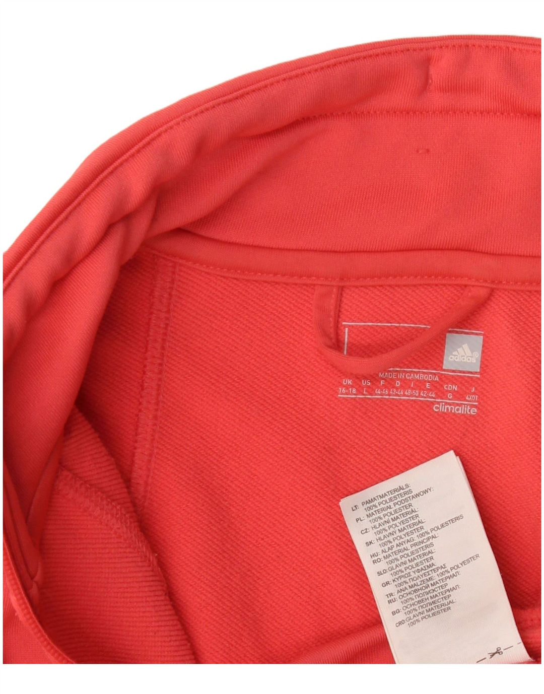 Adidas Womens Climalite Tracksuit Top Jacket UK 16/18 Grande Vermelho Poliéster