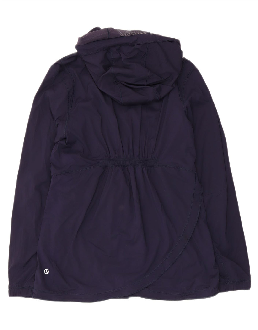 Jaqueta corta-vento feminina Lululemon com capuz US 8 médio azul marinho nylon
