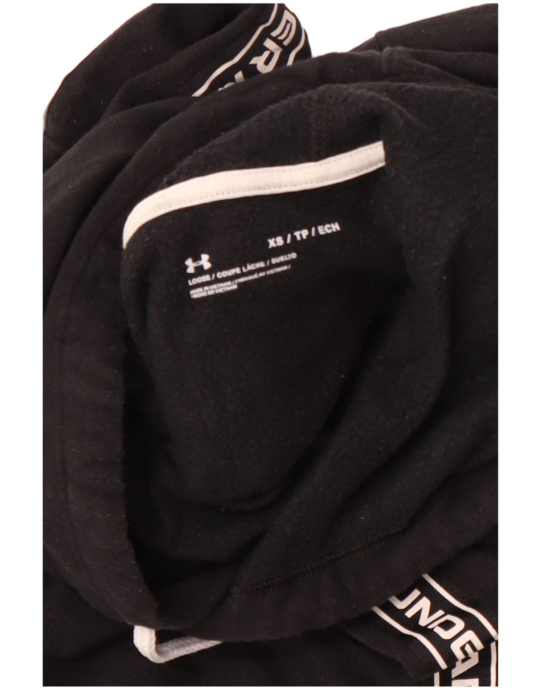 UNDER ARMOUR Suéter feminino oversized com capuz e corte gráfico Reino Unido 6 XS preto