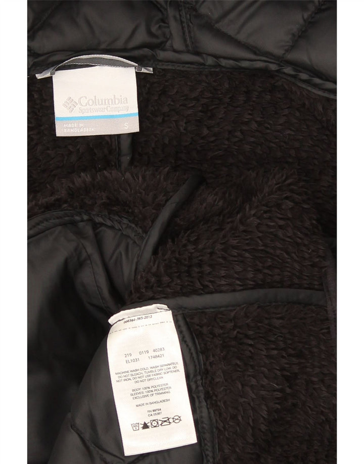 Jaqueta de lã acolchoada com capuz feminina Columbia UK 10 poliéster preto pequeno