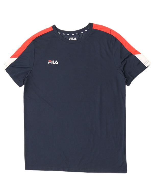 Fila Camiseta Masculina Top Grande Poliéster Colourblock Azul Marinho