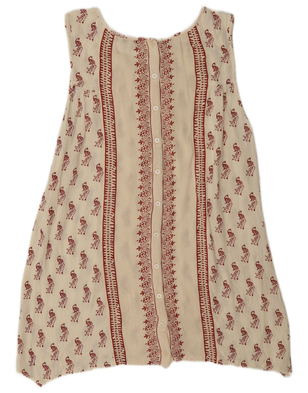 Túnica feminina com padrão abstrato Fat Face UK 12 médio off white