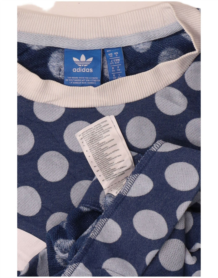 Adidas feminino gráfico moletom jumper reino unido 10 pequeno azul poliéster