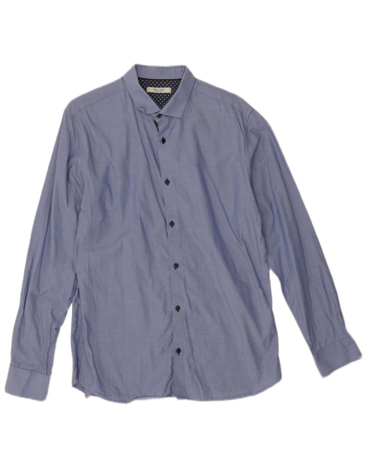 Camisa masculina Jack & Jones tamanho 42 grande algodão azul