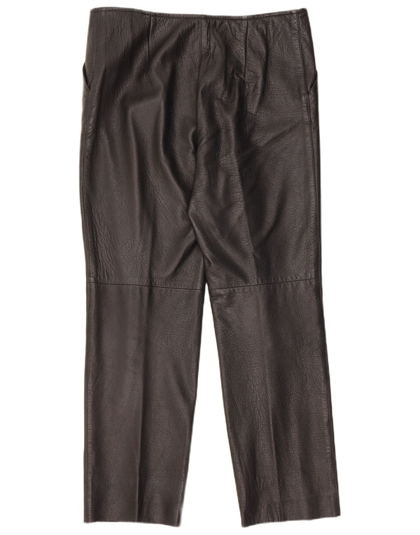 Calça feminina vintage de couro reto IT 46 grande W32 L28 preta