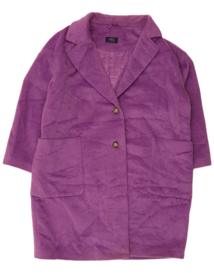 Sobretudo feminino Marks & Spencer UK 22 3XL roxo poliéster
