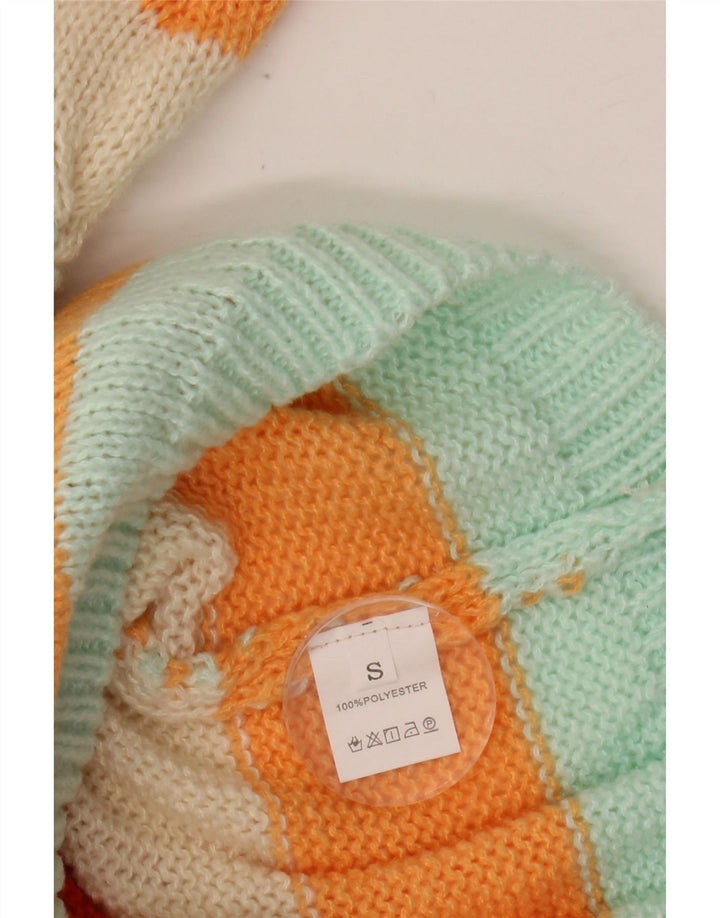 Suéter feminino VINTAGE com gola tartaruga UK 10 pequeno multicolorido