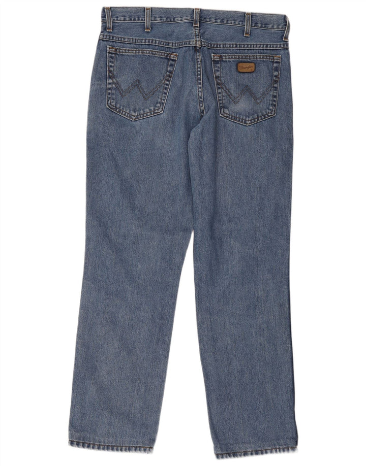 Wrangler Mens Straight Jeans W36 L34 Azul Algodão