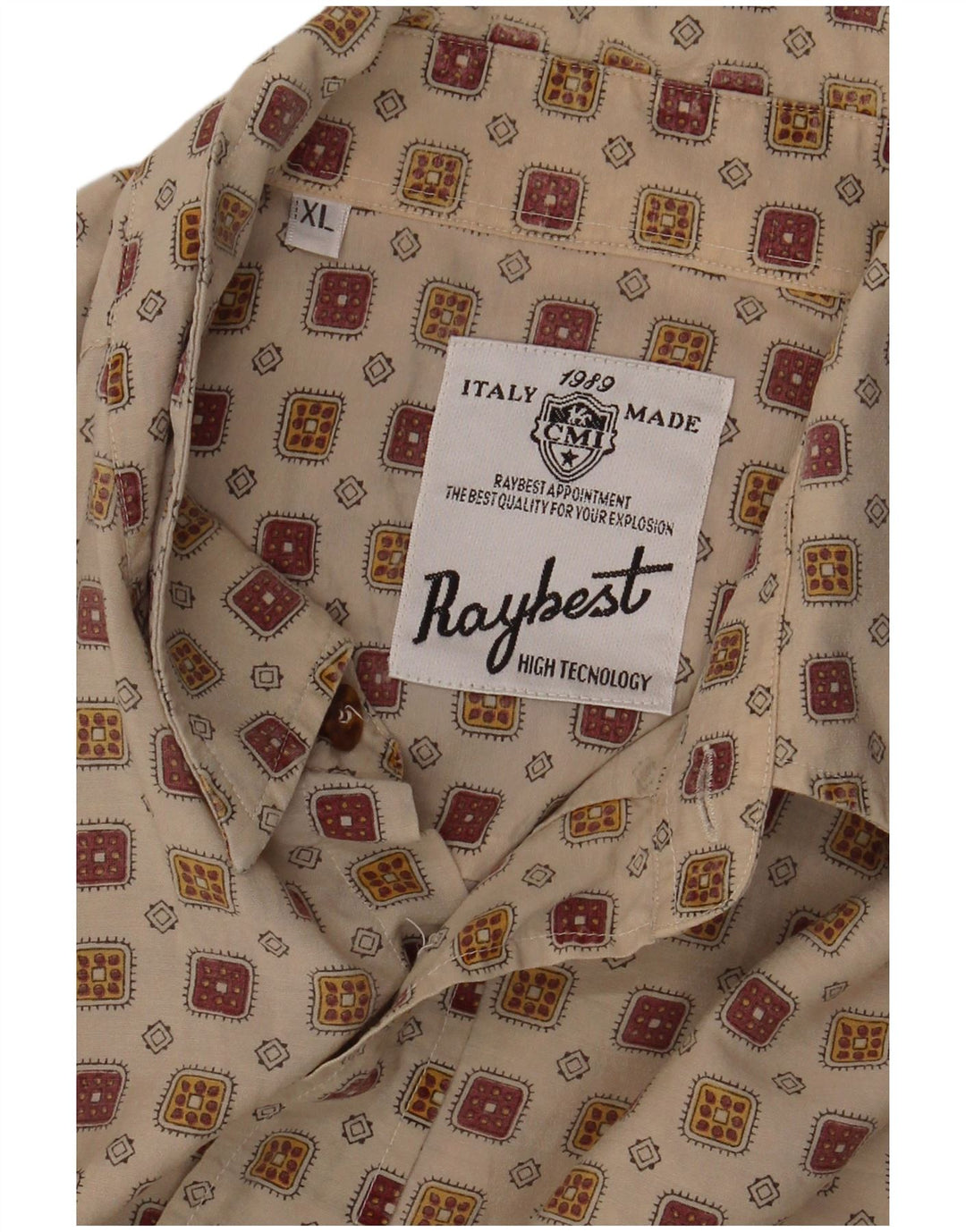 Camisa masculina Raybest XL bege geométrica