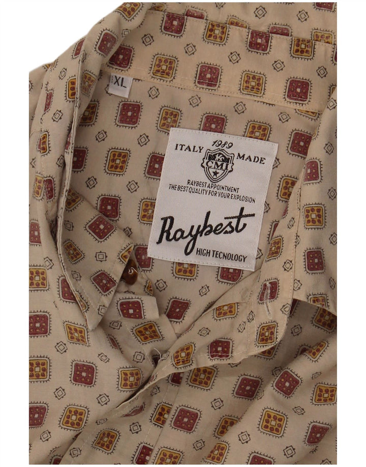 Camisa masculina Raybest XL bege geométrica