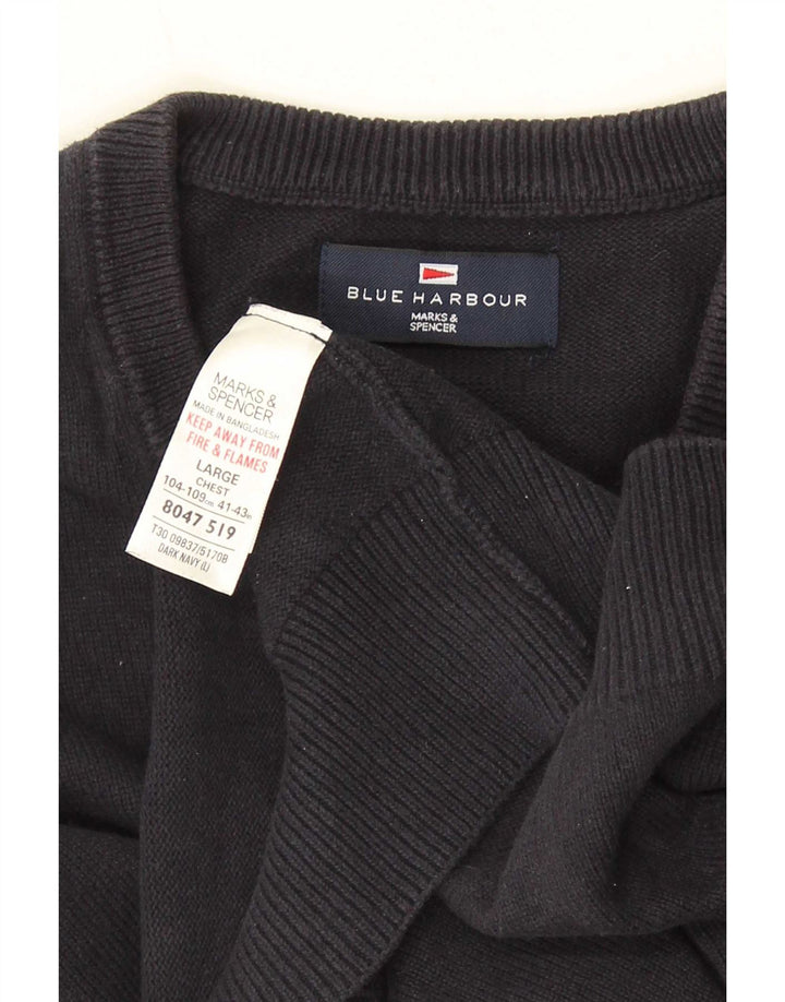Regata masculina Marks & Spencer Blue Harbor Vest grande algodão marinho