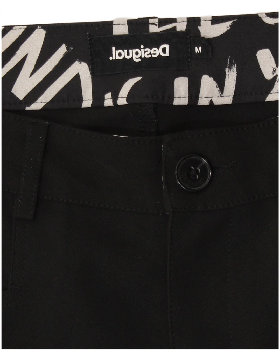 Calça casual feminina Desigual Slim médio W28 L28 preta
