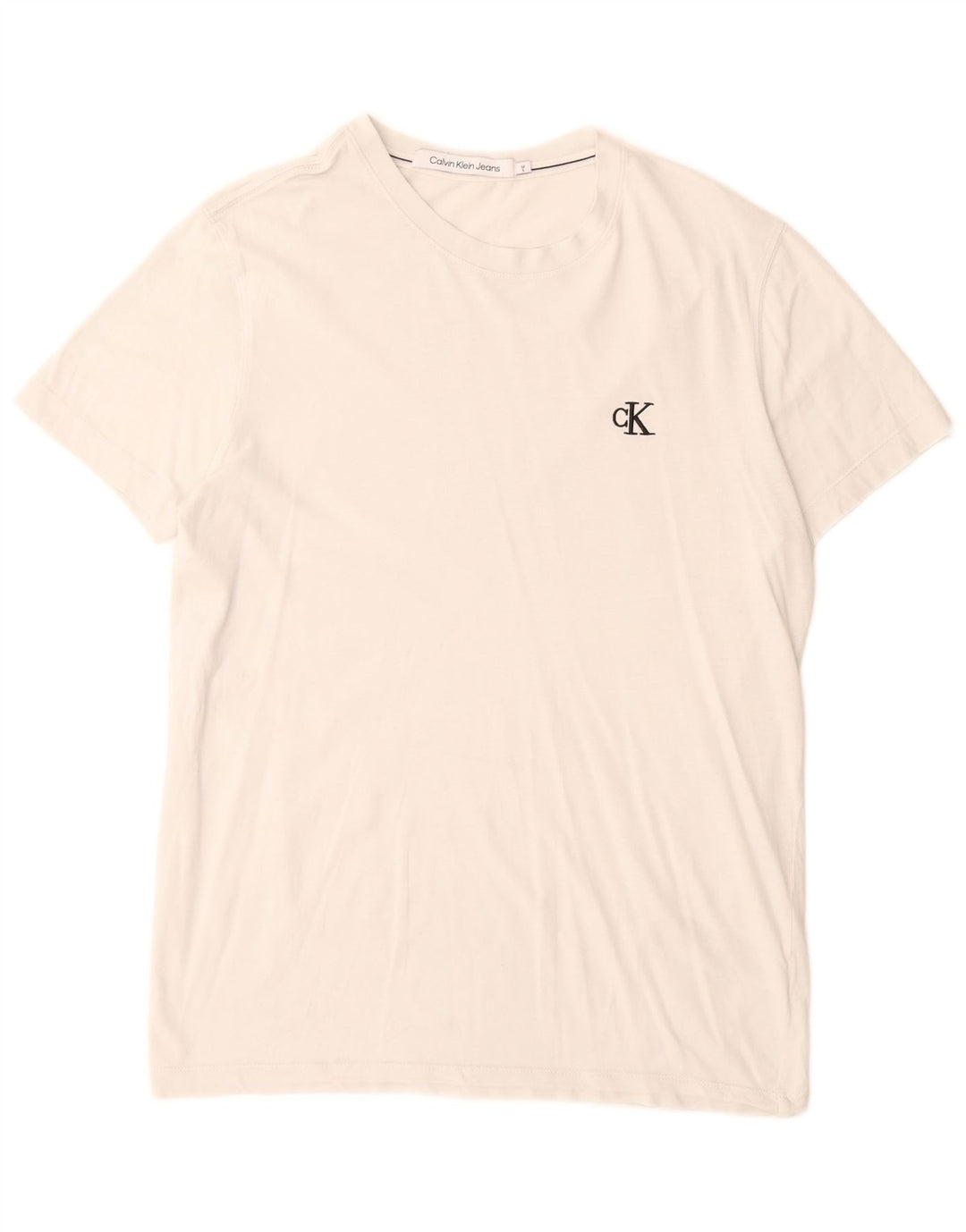 Camiseta masculina Calvin Klein Jeans Top médio algodão branco