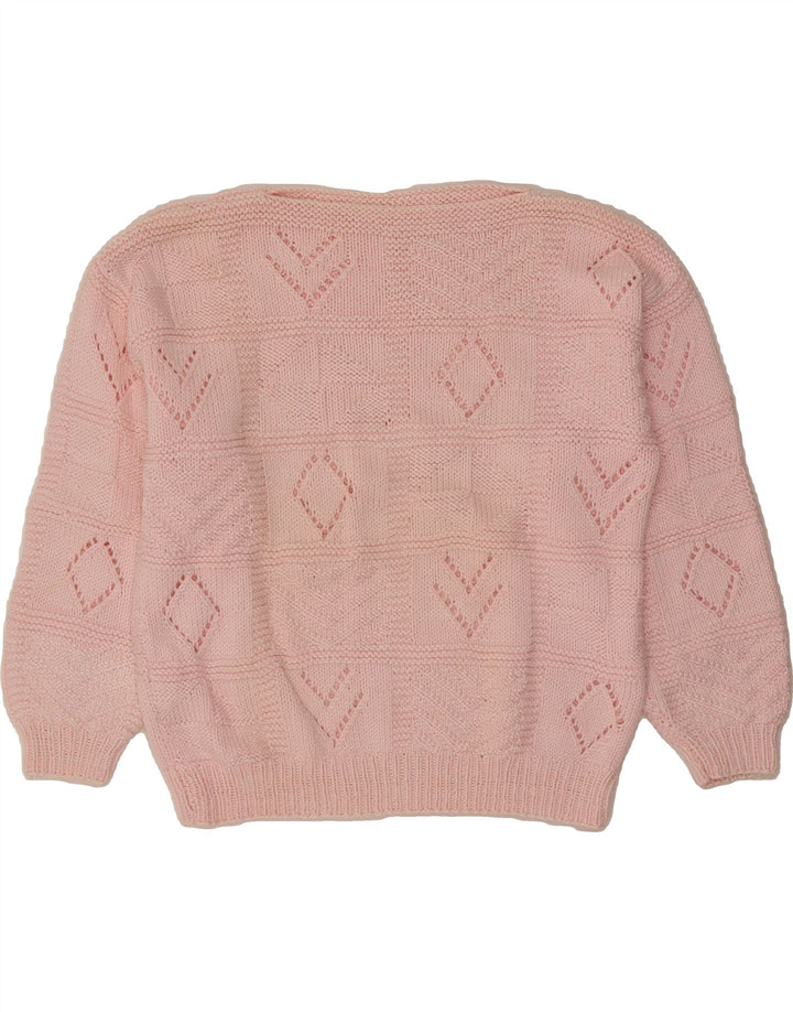 VINTAGE Womens Boat Neck Jumper Sweater UK 14 Medium Pink Vintage Vintage and Second-Hand Vintage from Messina Hembry 