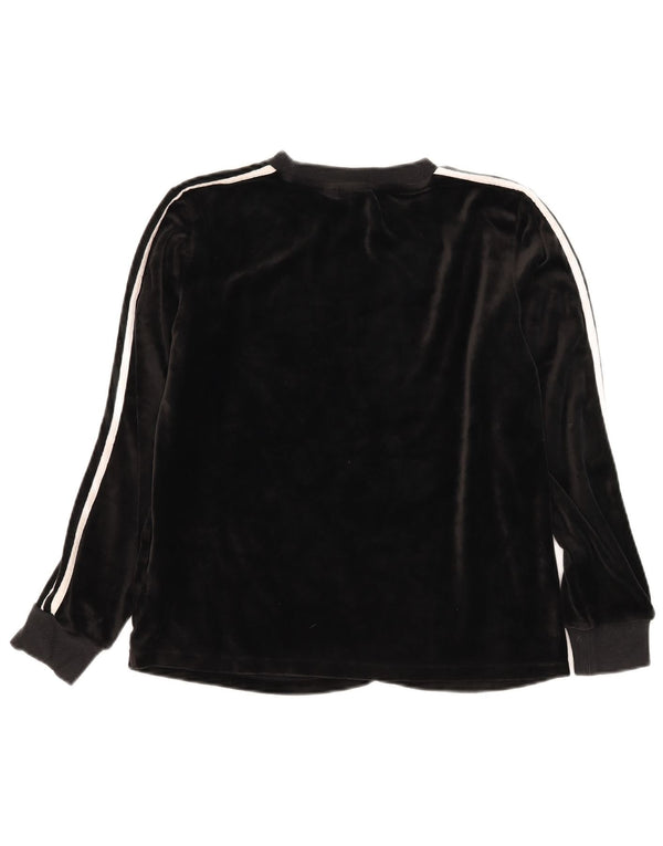 Adidas Mulher Velour Top Manga Longa UK 12 Médio Preto Poliéster