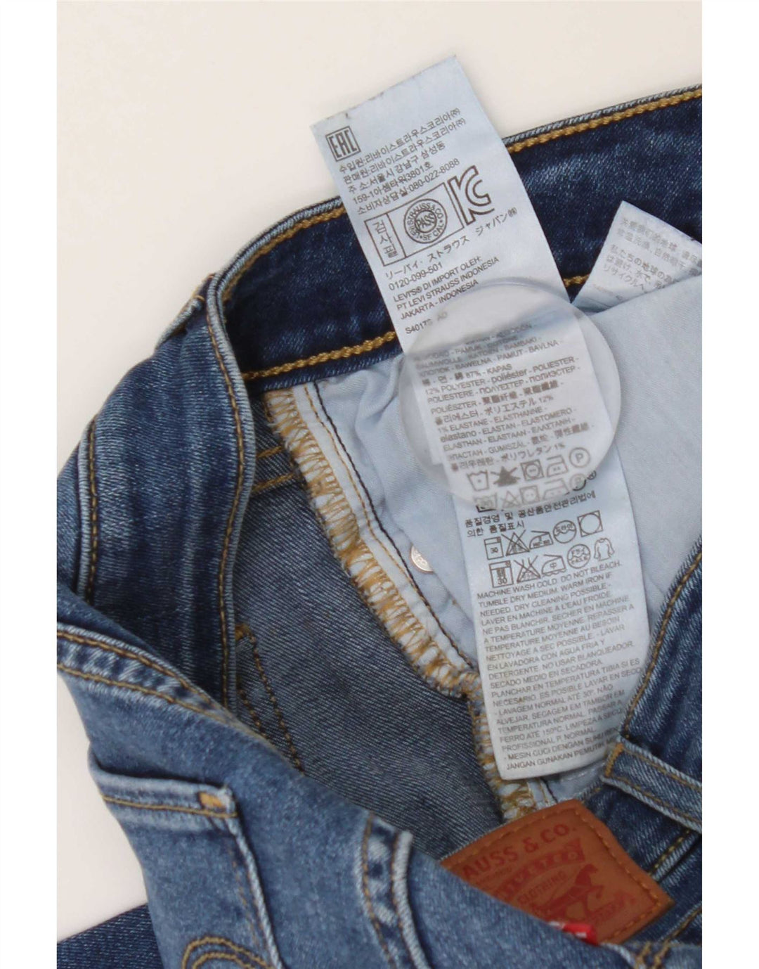 Calça jeans feminina Levi's 714 Straight W25 L34 azul algodão