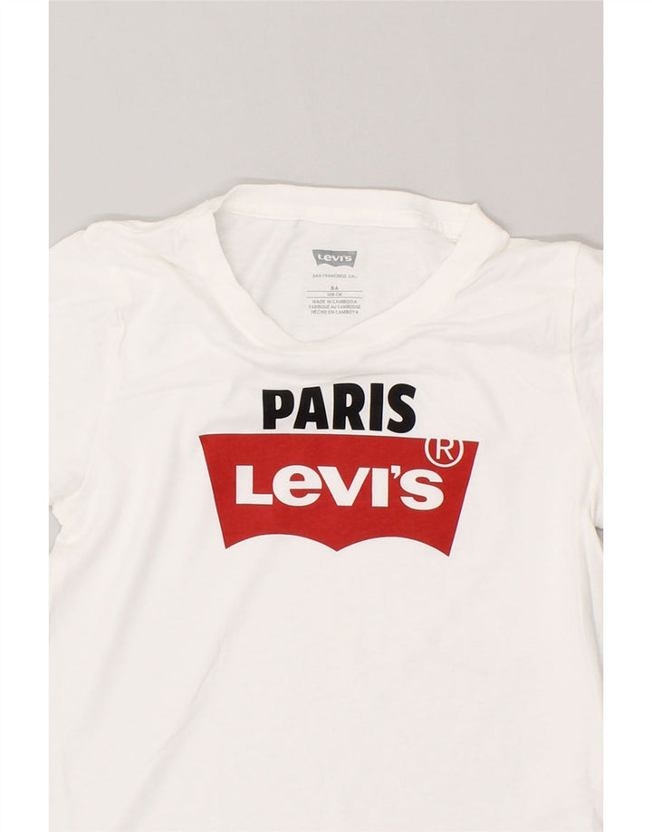 LEVI'S Boys Paris Graphic T-Shirt Top 7-8 Years White Cotton | Vintage Levi's | Thrift | Second-Hand Levi's | Used Clothing | Messina Hembry 