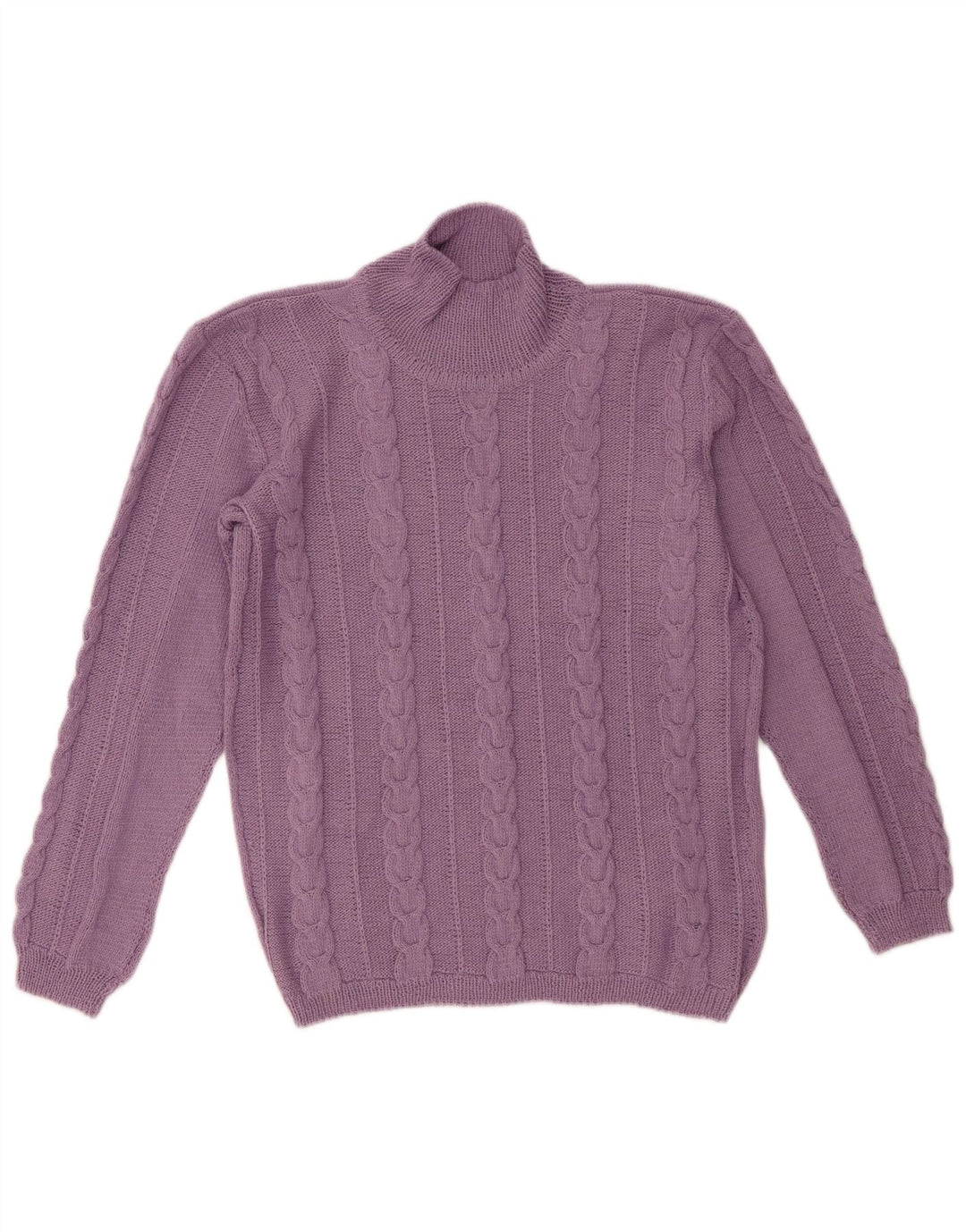 Suéter feminino vintage com gola tartaruga Reino Unido 14 roxo médio