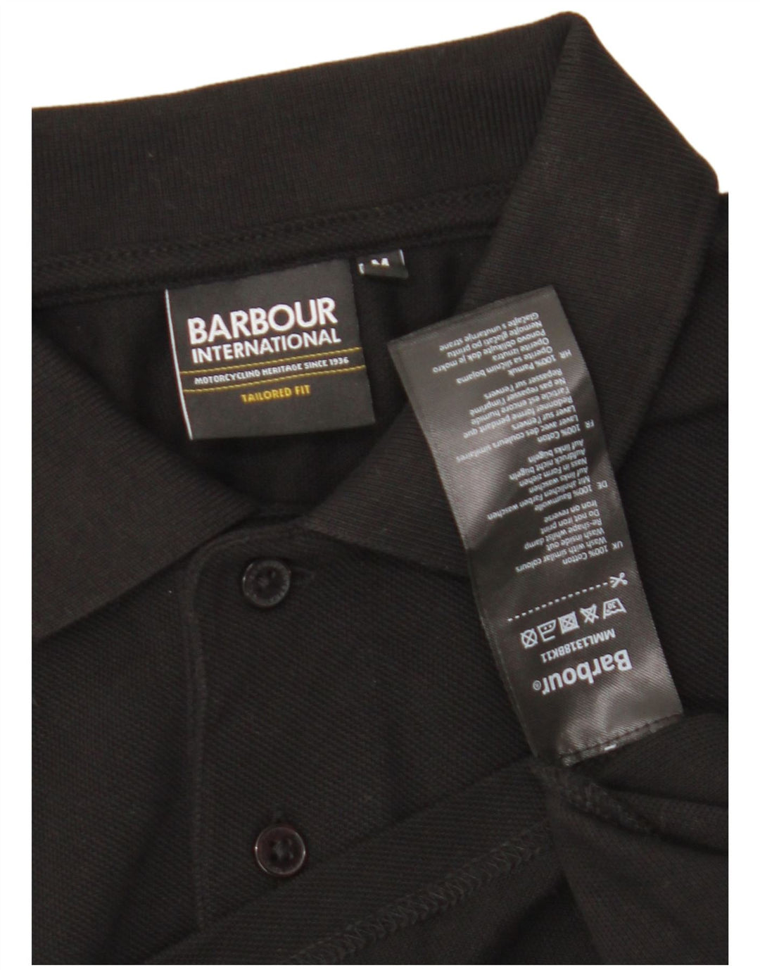 Camisa polo masculina Barbour de algodão preto médio