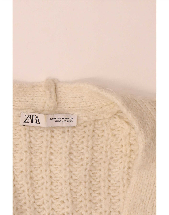 Zara Suéter Cardigan Aberto Oversized Feminino Reino Unido 14 Médio Bege Acrílico