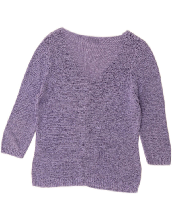 Suéter cardigã feminino Marks & Spencer manga 3/4 Reino Unido 16 grande roxo