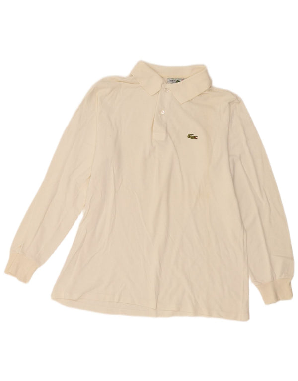 Camisa polo masculina de manga comprida Lacoste tamanho 5 grande algodão branco
