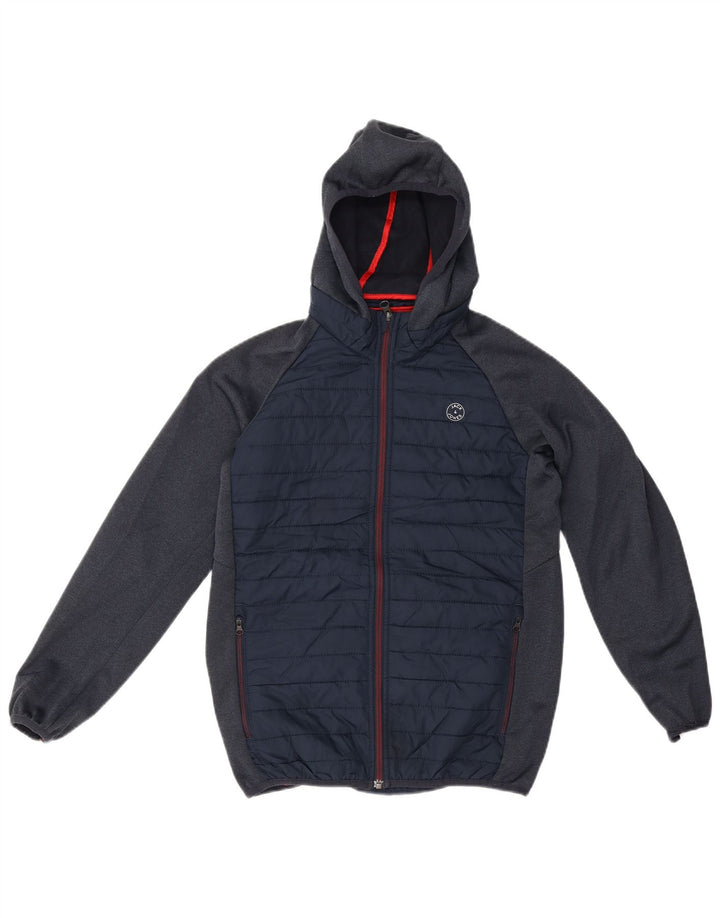 Jaqueta bomber com capuz para meninos Jack & Jones 9-10 anos azul marinho Colourblock