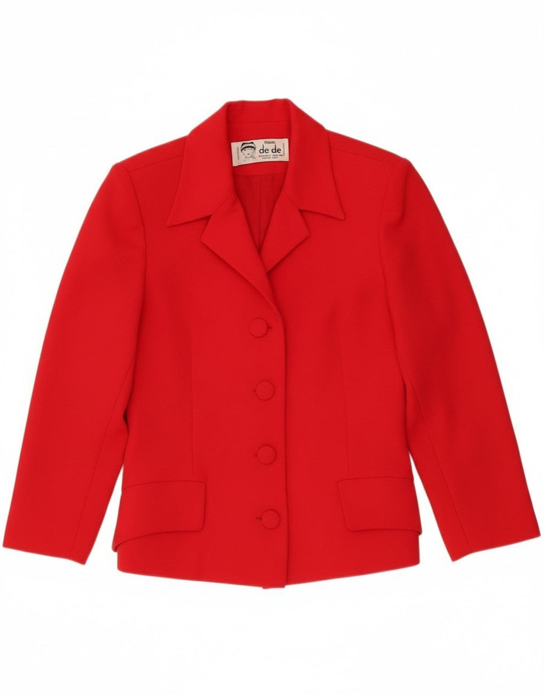 Jaqueta blazer feminina vintage com 4 botões IT 40 pequena lã vermelha