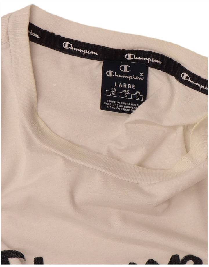 Camiseta masculina estampada Champion grande algodão branco