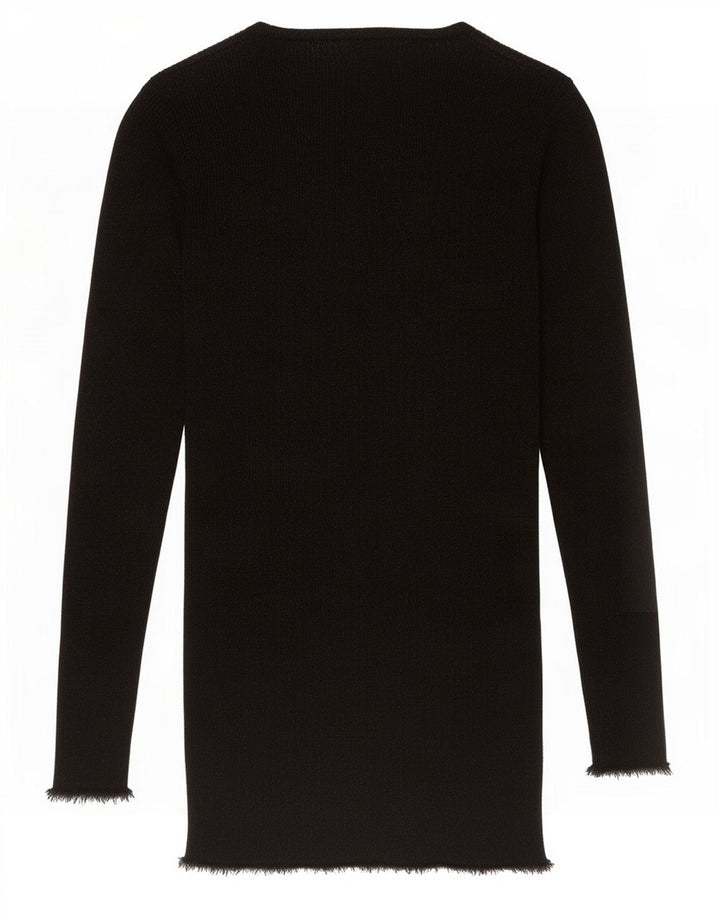 Top feminino Zara de manga comprida UK 12 médio preto manchado