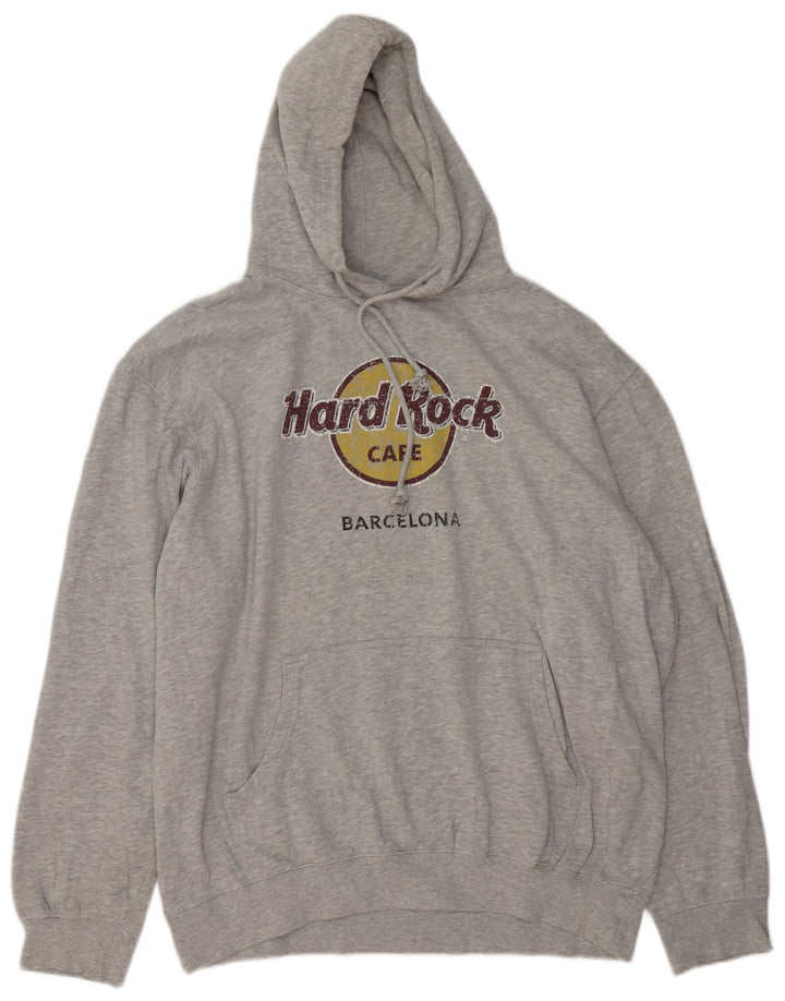 Hard Rock Cafe Masculino Barcelona Graphic Hoodie Jumper 2XL Algodão manchado cinza
