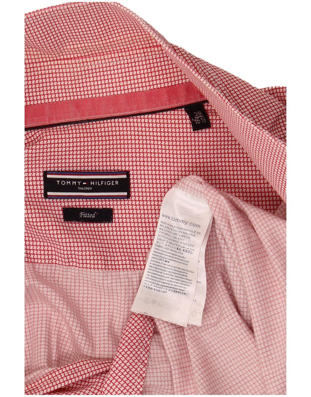 Camisa masculina sob medida Tommy Hilfiger tamanho 39 15 1/2 médio vermelho houndstooth