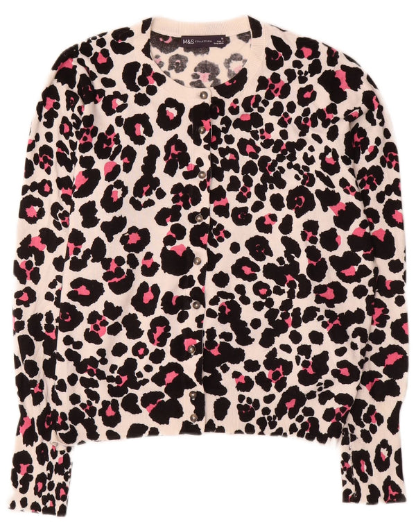 Suéter cardigã feminino Marks & Spencer Reino Unido 16 grande estampa animal bege