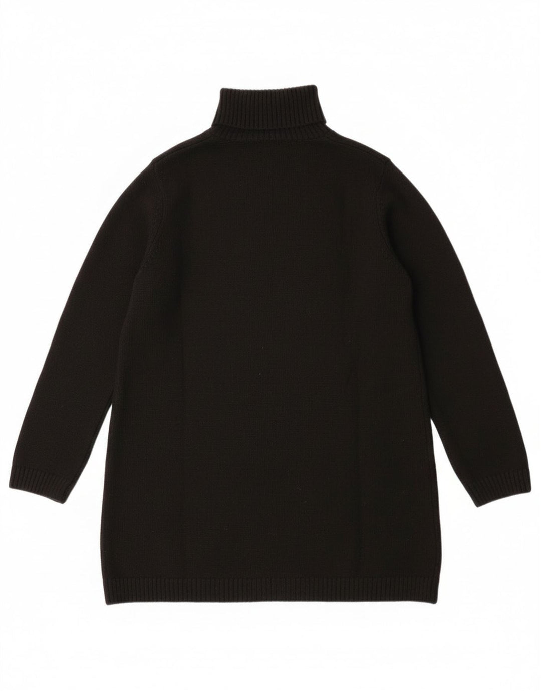 Suéter feminino Zara Longline com gola redonda Reino Unido 14 poliéster preto médio