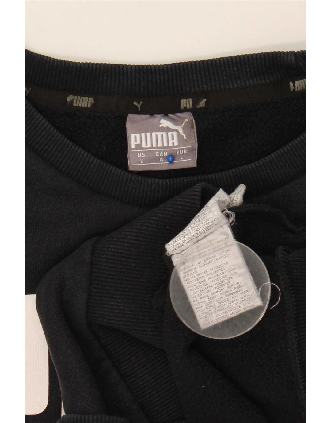 Puma Mens Graphic Moletom Jumper Grande Algodão Preto
