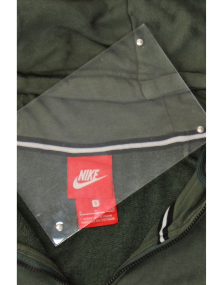 NIKE Mens Zip Hoodie Sweater Small Khaki Cotton Vintage Nike and Second-Hand Nike from Messina Hembry 