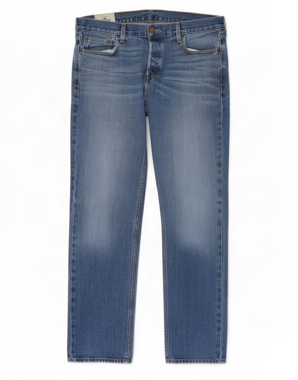 Jeans retos masculinos Hollister W36 L32 algodão azul