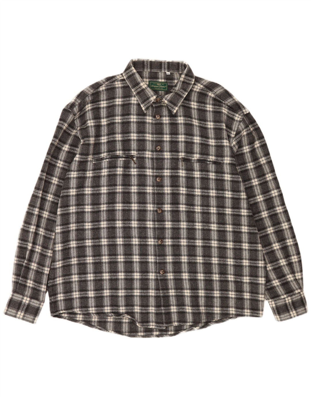 Camisa masculina de flanela do projeto europeu 2XL lã xadrez cinza