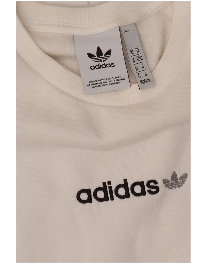 ADIDAS Mens Graphic Sweatshirt Jumper Médio Algodão Branco