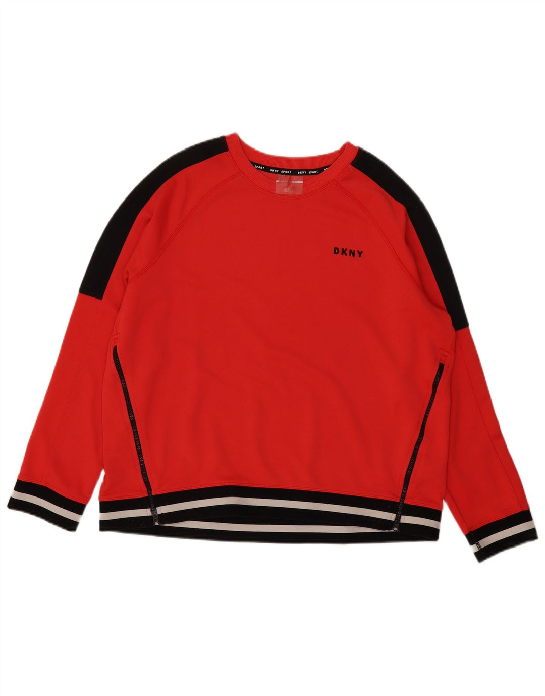 Dkny moletom feminino jumper UK 16 grande poliéster colorblock vermelho
