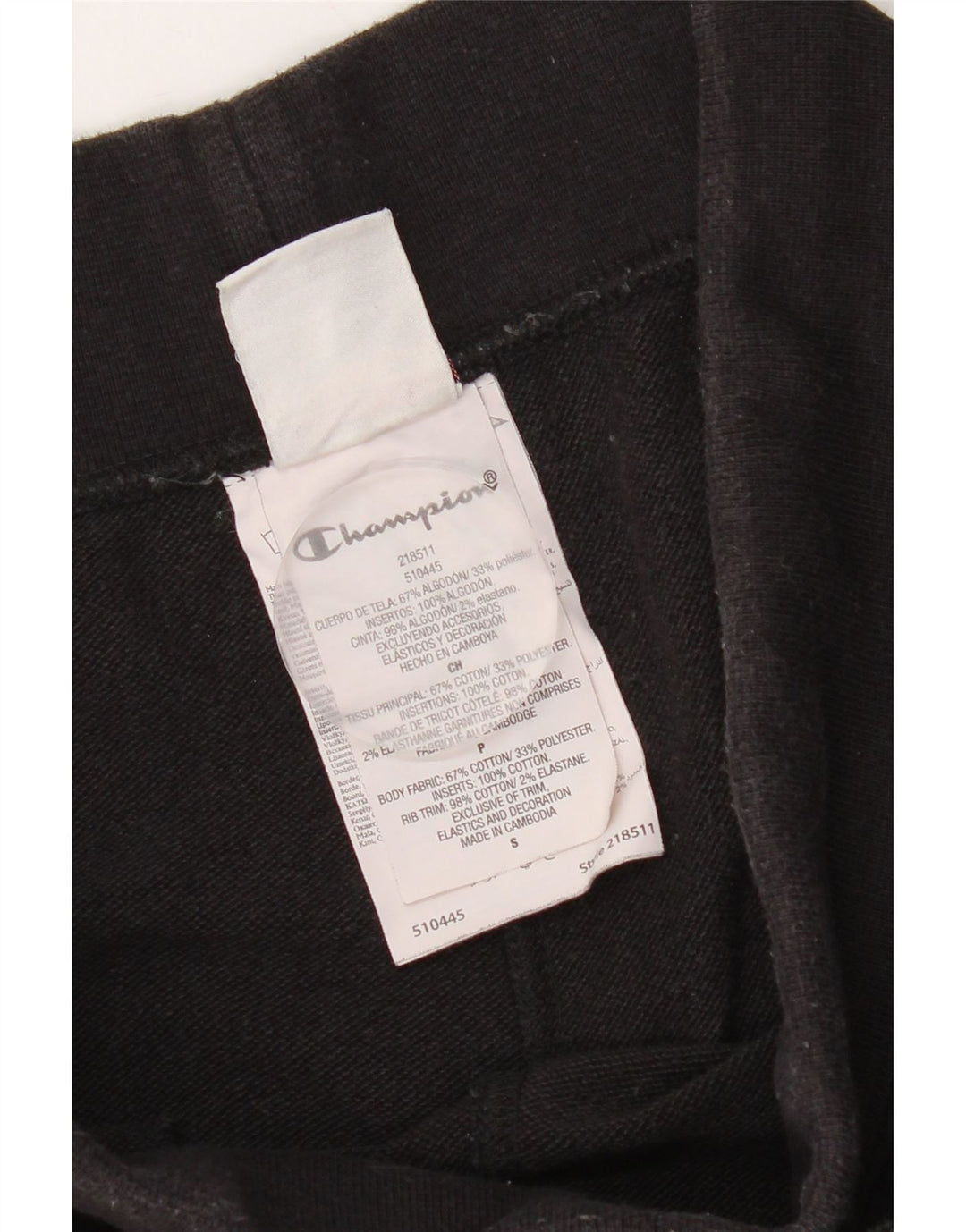 Shorts esportivos gráficos masculinos Champion pequeno algodão preto