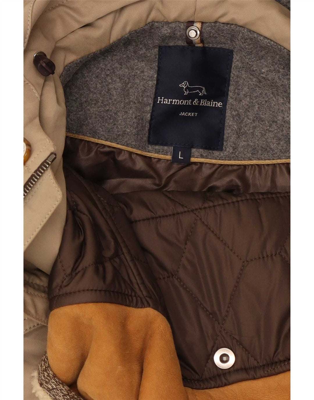 Jaqueta Parka masculina Harmont & Blaine com capuz Reino Unido 40 Grande Bege